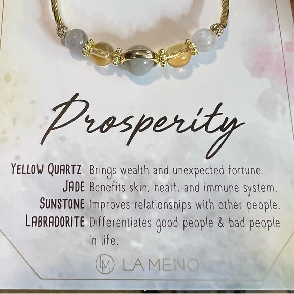 NEW La Meno Energy Stone Bracelet “Prosperity” Jade/Sunstone/Labradorite/14kt GF - Picture 2 of 3